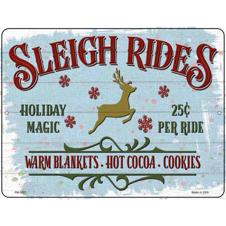 Sleigh Rides Blue Novelty Metal Parking Sign 4.5" x 6" (PM)