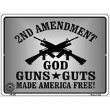 God Guns Guts Metal Novelty Parking Sign 4.5" x 6" (PM)