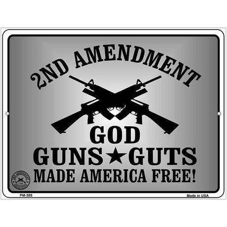 God Guns Guts Metal Novelty Parking Sign 4.5" x 6" (PM)