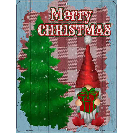 Merry Christmas Red Gnome Novelty Metal Parking Sign 4.5" x 6" (PM)