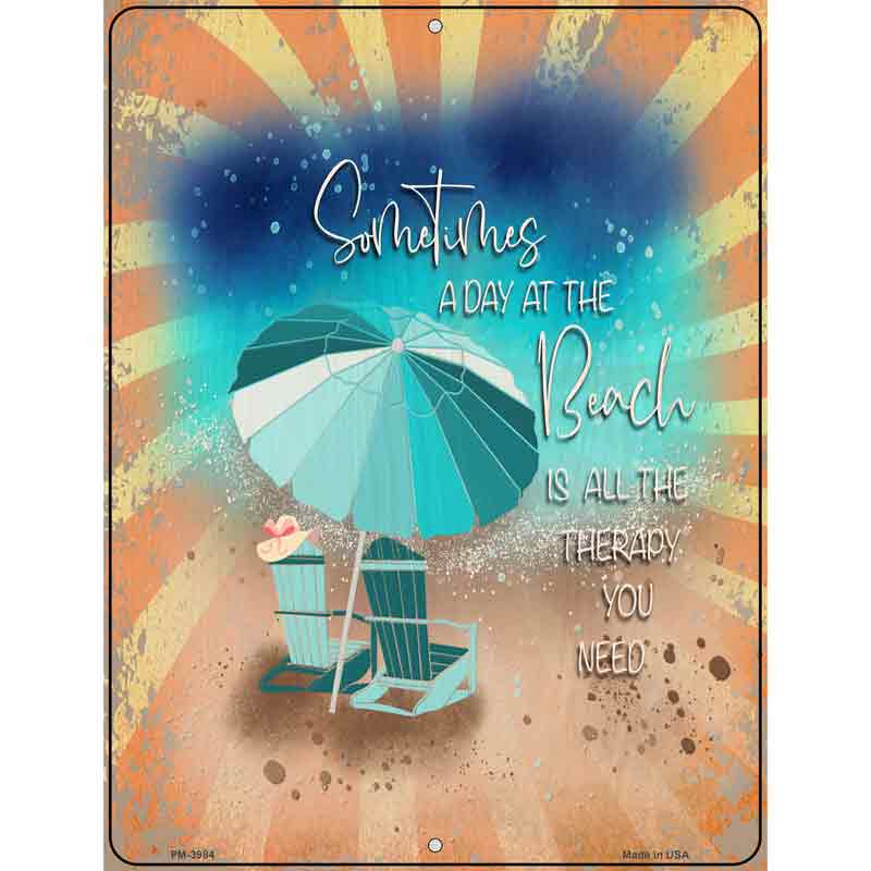 A Day At The Beach Novelty Metal Parking Sign 4.5" x 6" (PM)