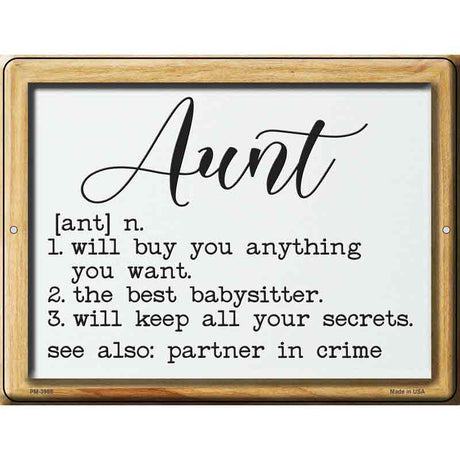 Aunt Definition Novelty Metal Parking Sign 4.5" x 6" (PM)