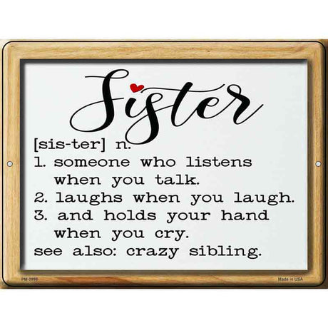 Sister Definition Novelty Metal Parking Sign 4.5" x 6" (PM)