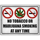 No Tobacco or Marijuana Smoking Novelty Metal Parking Sign 4.5" x 6" (PM)