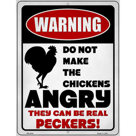 Warning Dont Make Chickens Angry Novelty Metal Parking Sign 4.5" x 6" (PM)