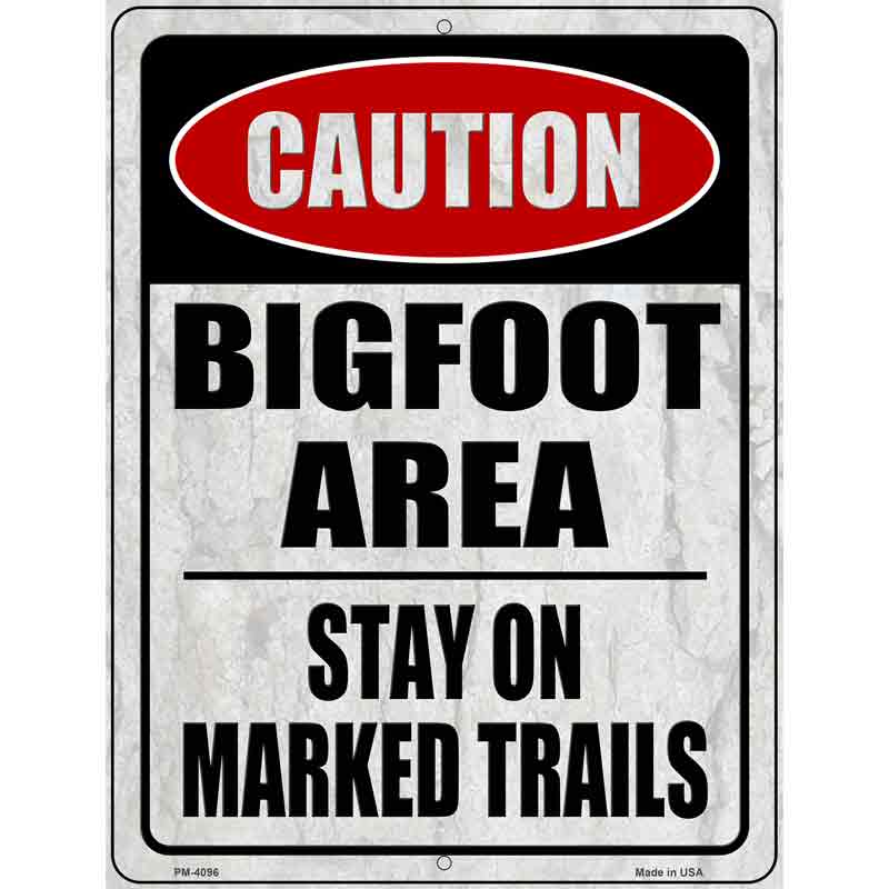 Caution Bigfoot Area Novelty Metal Parking Sign 4.5" x 6" (PM)