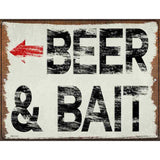 Beer and Bait Left Novelty Metal Parking Sign 4.5" x 6" (PM)