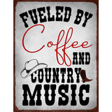 Coffee And Country Music Novelty Metal Parking Sign 4.5" x 6" (PM)