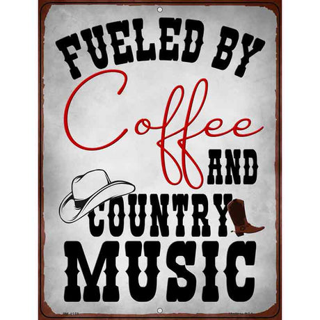 Coffee And Country Music Novelty Metal Parking Sign 4.5" x 6" (PM)