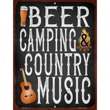 Beer Camping Country Music Novelty Metal Parking Sign 4.5" x 6" (PM)