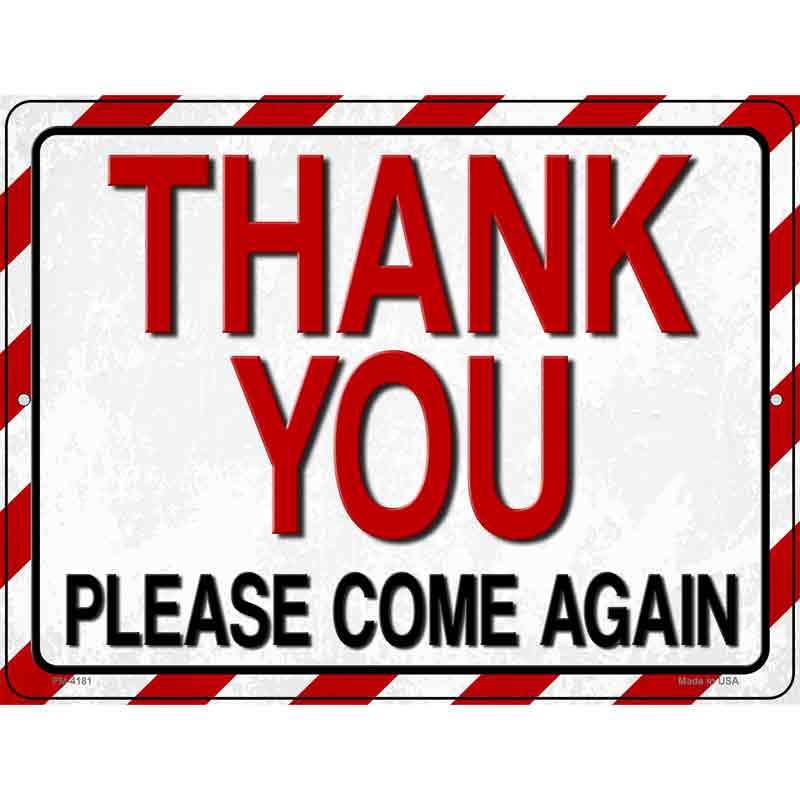 Thank You Striped Novelty Metal Parking Sign 4.5" x 6" (PM)