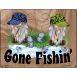 Gone Fishing Two Camo Gnomes Novelty Metal Parking Sign 4.5" x 6" (PM)