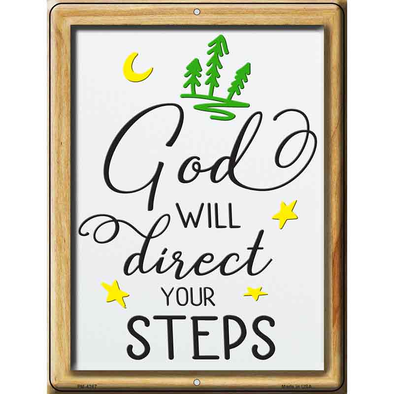 God Will Direct Your Steps Novelty Metal Parking Sign 4.5" x 6" (PM)