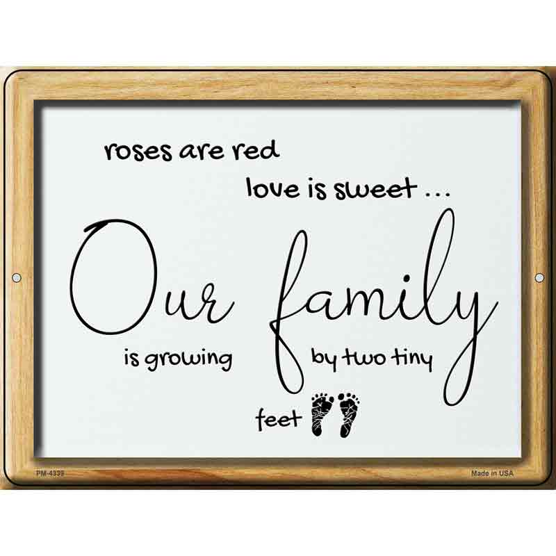 Family Is Growing By Two Tiny Feet Novelty Metal Parking Sign 4.5" x 6" (PM)