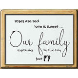 Family Is Growing By Two Tiny Feet Novelty Metal Parking Sign 4.5" x 6" (PM)