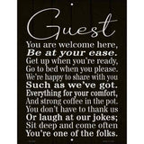 Guest You Are Welcome Here Novelty Metal Parking Sign 4.5" x 6" (PM)