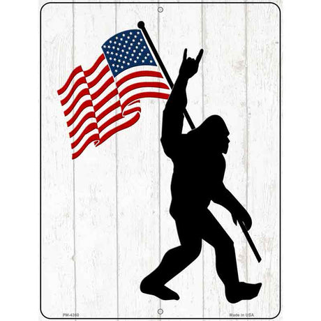 Squatch American Flag Novelty Metal Parking Sign 4.5" x 6" (PM)