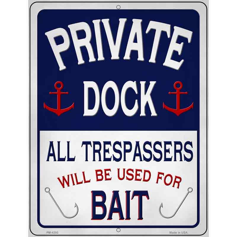 Private Dock Novelty Metal Parking Sign 4.5" x 6" (PM)