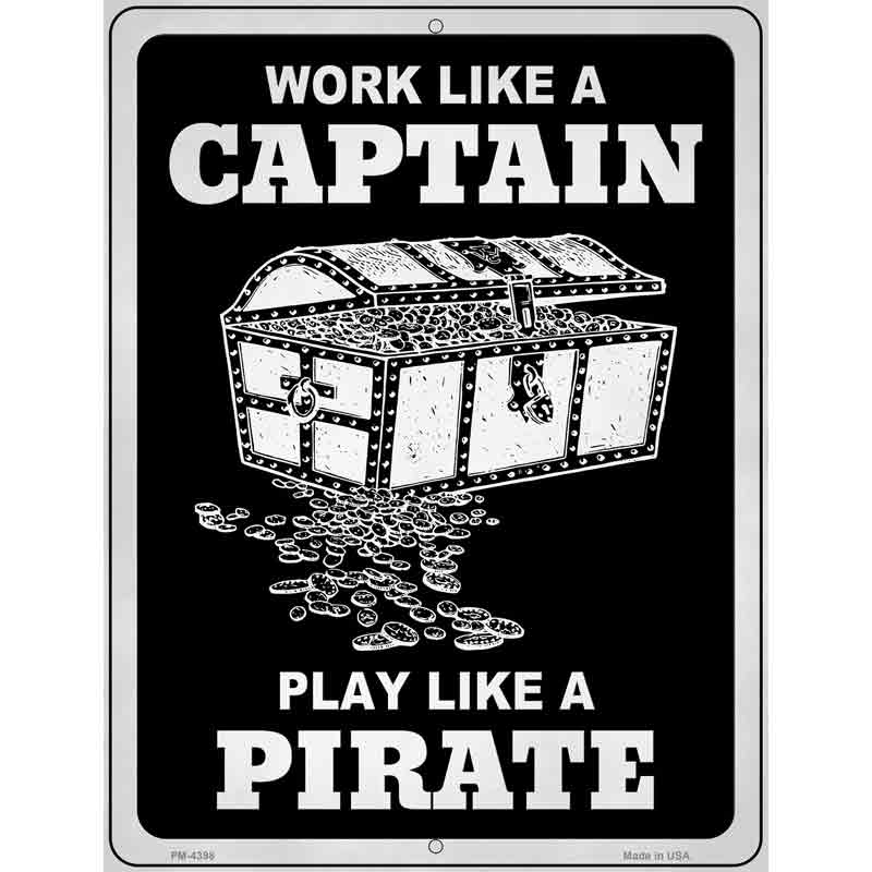 Play Like A Pirate Chest Novelty Metal Parking Sign 4.5" x 6" (PM)