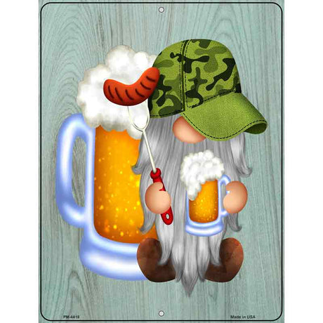 Gnome Beer and Hotdogs Novelty Metal Parking Sign 4.5" x 6" (PM)