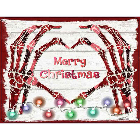 Merry Christmas Skeleton Hands Novelty Metal Parking Sign 4.5" x 6" (PM)