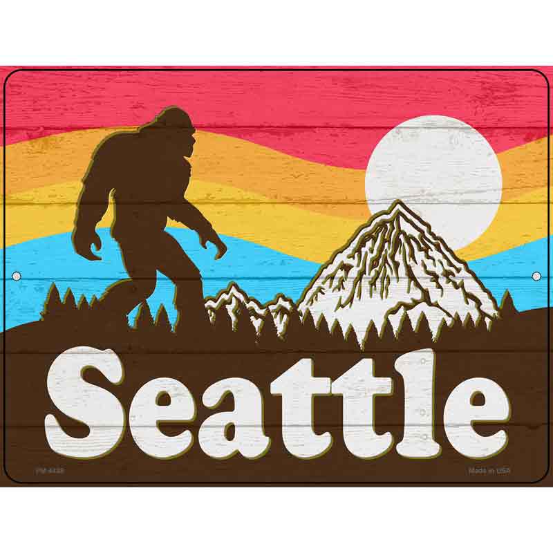 Seattle Bigfoot Silhouette Novelty Metal Parking Sign 4.5" x 6" (PM)