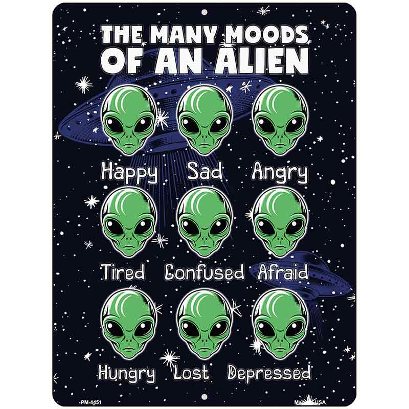 The Many Moods of an Alien Metal Novelty Parking Sign P-4451