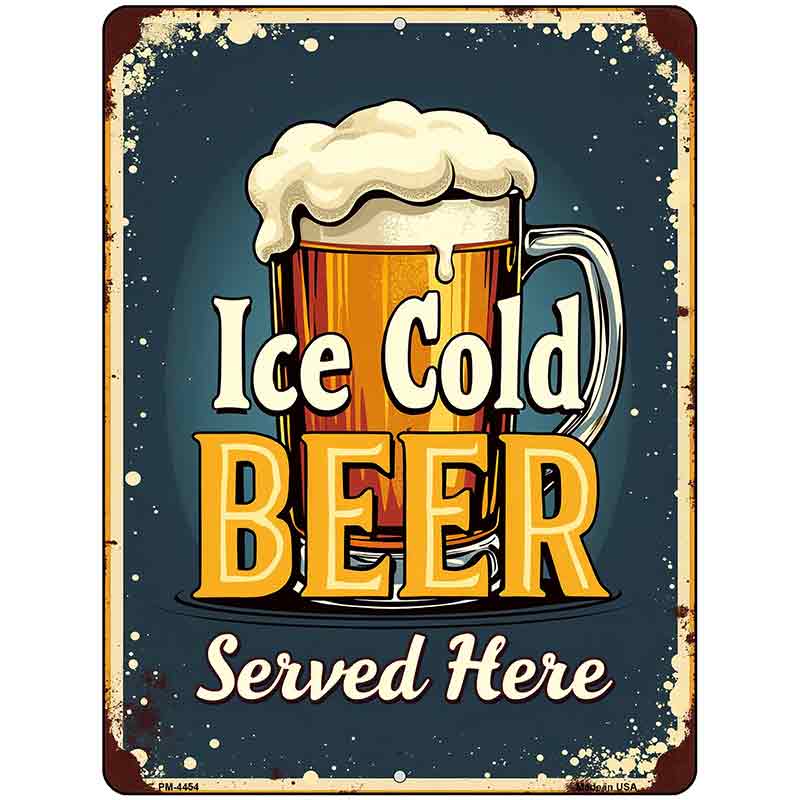 Ice Cold Beer Served Here Metal Novelty Parking Sign P-4454