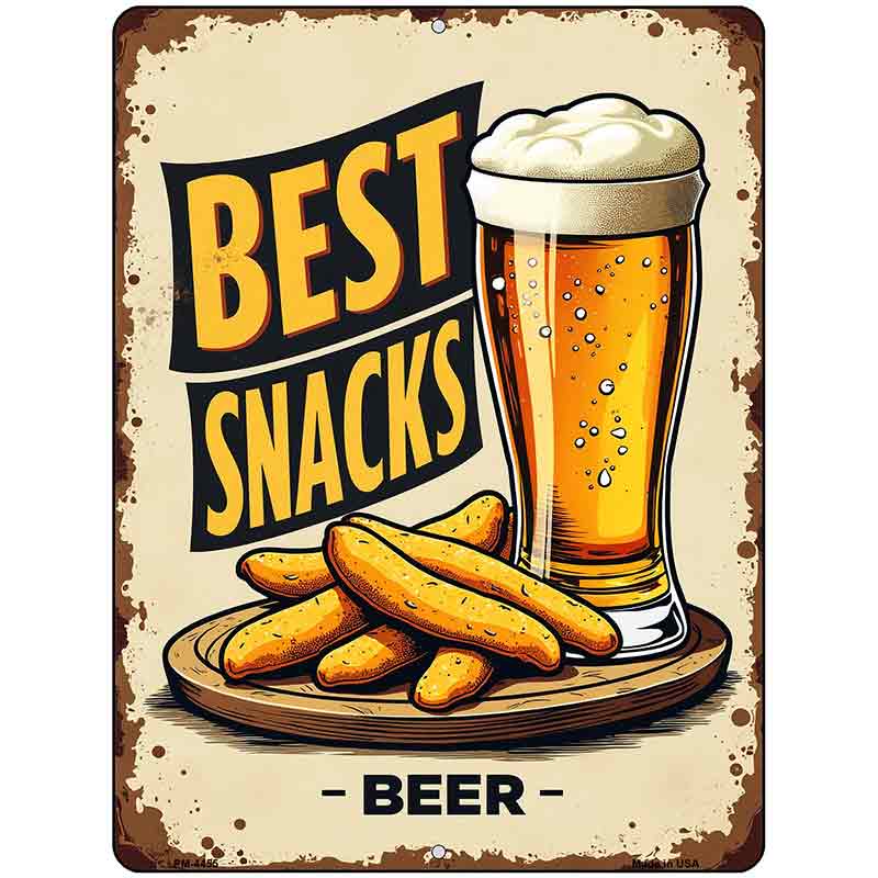 Best Snacks and Beer Metal Novelty Parking Sign P-4455