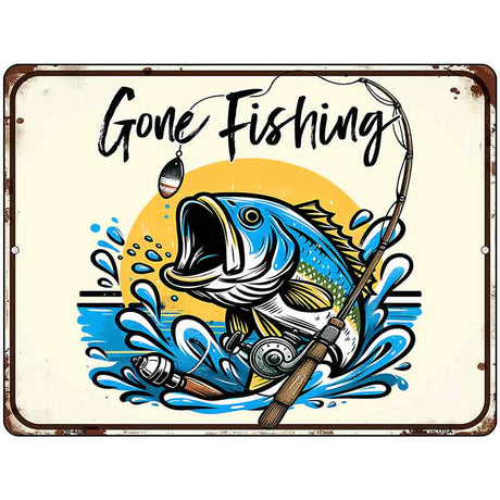 Gone Fishing Metal Novelty Parking Sign P-4468