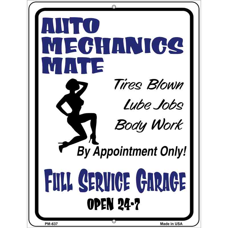 Auto Mechanics Mate Metal Novelty Parking Sign 4.5" x 6" (PM)