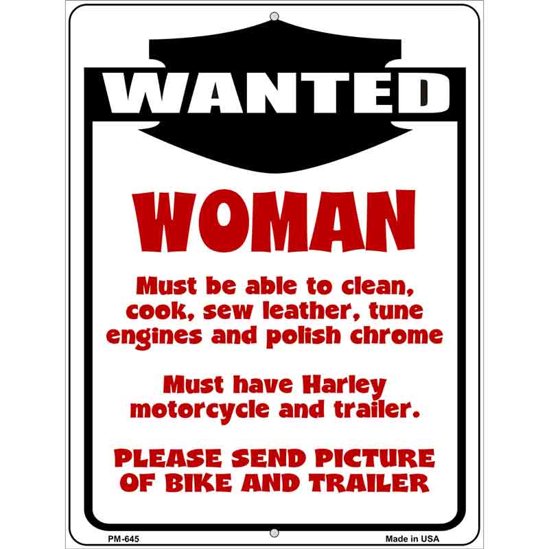 Woman Wanted Metal Novelty Parking Sign P-645 4.5" x 6" (PM)