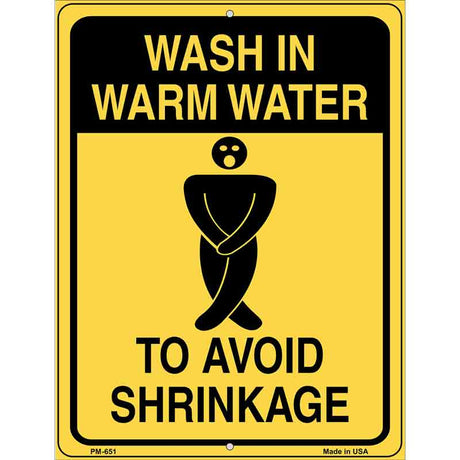 Wash in Warm Water Metal Novelty Parking Sign 4.5" x 6" (PM)