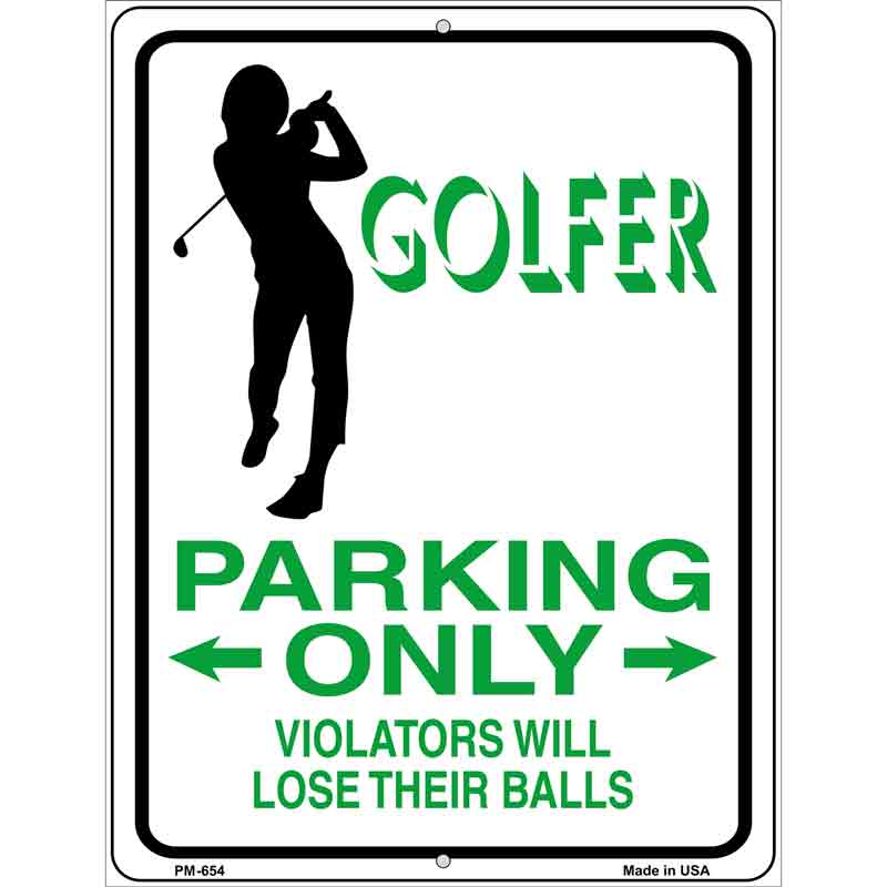 Golfer Parking Only Female Metal Novelty Parking Sign 4.5" x 6" (PM)