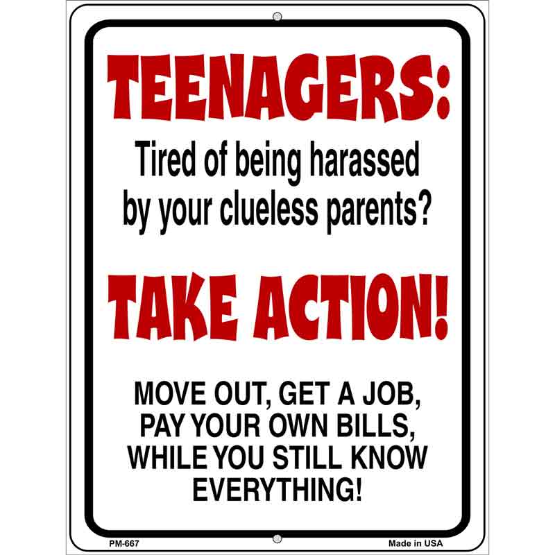 Teenagers Take Action Metal Novelty Parking Sign 4.5" x 6" (PM)