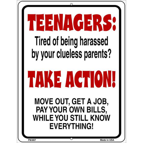 Teenagers Take Action Metal Novelty Parking Sign 4.5" x 6" (PM)