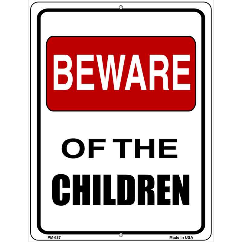 Beware Of Children Metal Novelty Parking Sign 4.5" x 6" (PM)