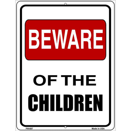 Beware Of Children Metal Novelty Parking Sign 4.5" x 6" (PM)