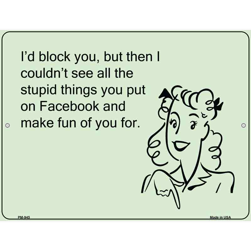 Stupid Things On Facebook E-Cards Metal Novelty Parking Sign 4.5" x 6" (PM)