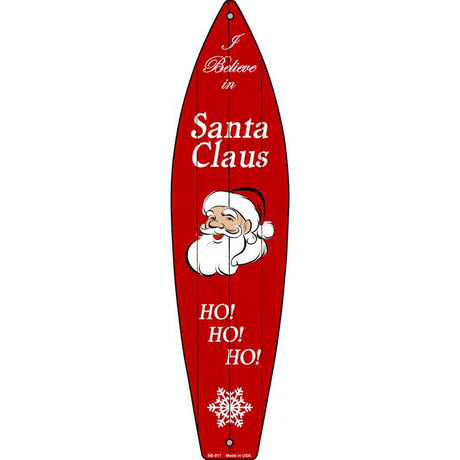 Santa Claus Novelty Metal Surfboard Sign 17" x 4.5" (SB)