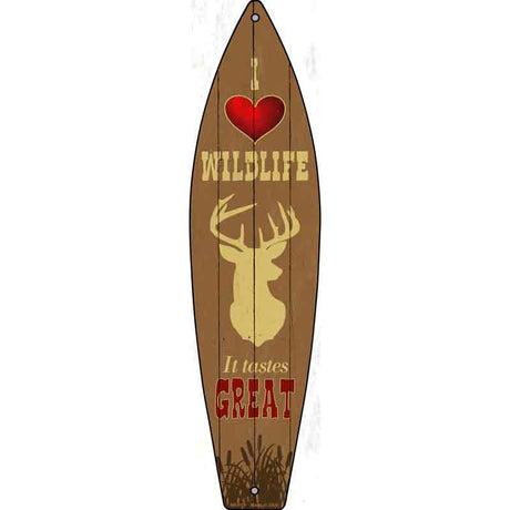 I Love Wildlife Novelty Metal Surfboard Sign 17" x 4.5" (SB)