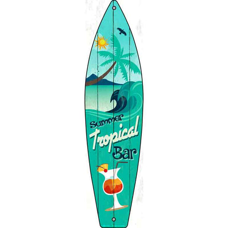 Tropical Bar Novelty Metal Surfboard Sign 17" x 4.5" (SB)