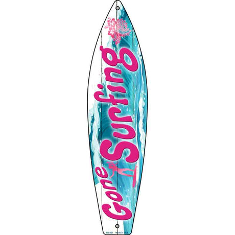 Gone Surfing Novelty Metal Surfboard Sign 17" x 4.5" (SB)