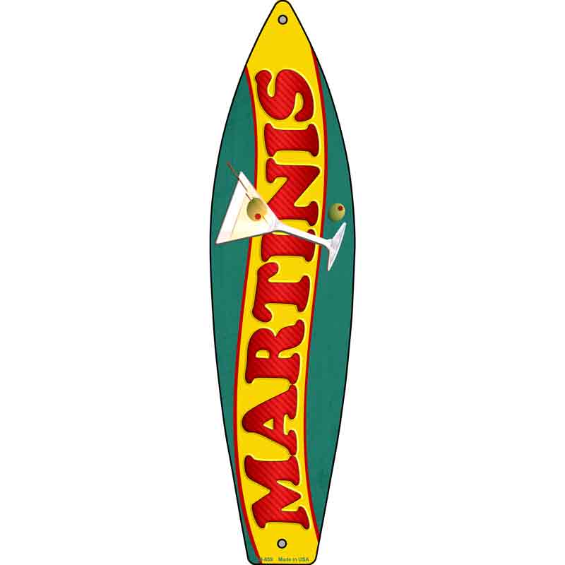 Martinis Novelty Metal Surfboard Sign 17" x 4.5" (SB)