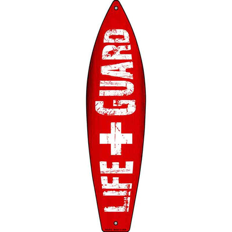 Life Guard Novelty Metal Surfboard Sign 17" x 4.5" (SB)