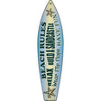 Beach Rules Novelty Metal Surfboard Sign 17" x 4.5" (SB)