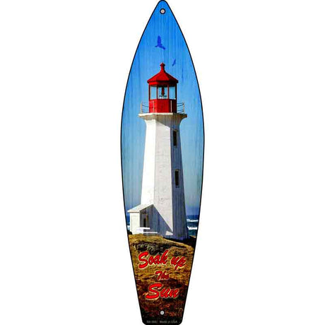 Soak The Sun Novelty Metal Surfboard Sign 17" x 4.5" (SB)