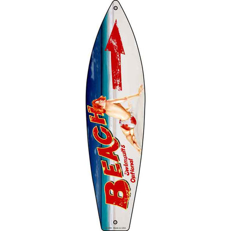 Beach Swimsuit Optional Novelty Metal Surfboard Sign 17" x 4.5" (SB)