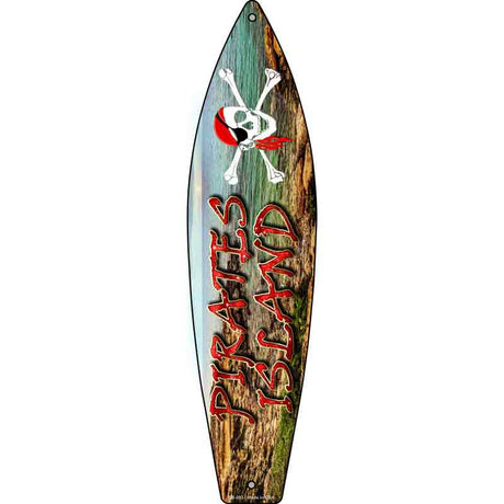 Pirates Island Novelty Metal Surfboard Sign 17" x 4.5" (SB)