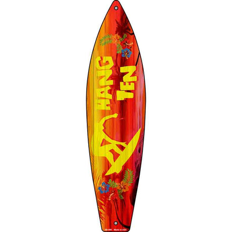 Hang Ten Surfing Novelty Metal Surfboard Sign 17" x 4.5" (SB)